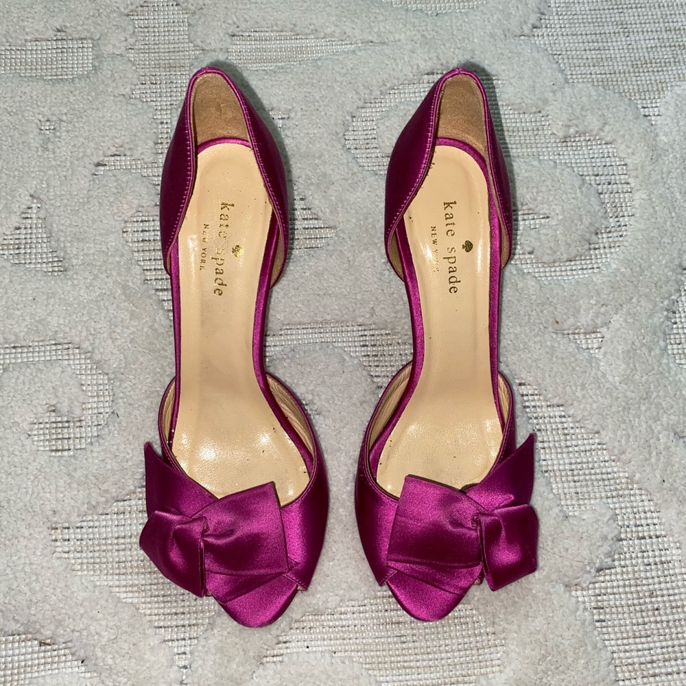 Kate Spade New York Fuchsia Satin Glitter Pumps